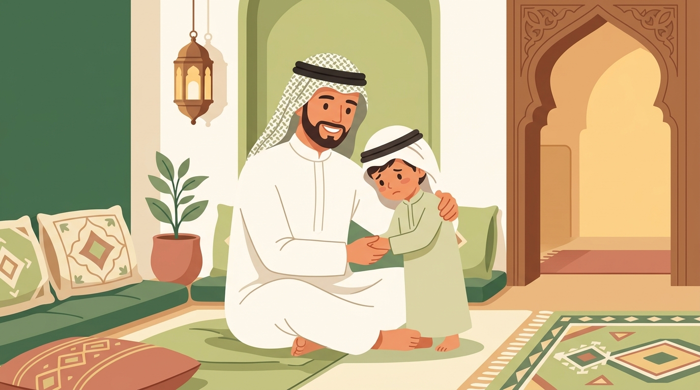 طفلة تختبئ خلف أمها في تجمع عائلي